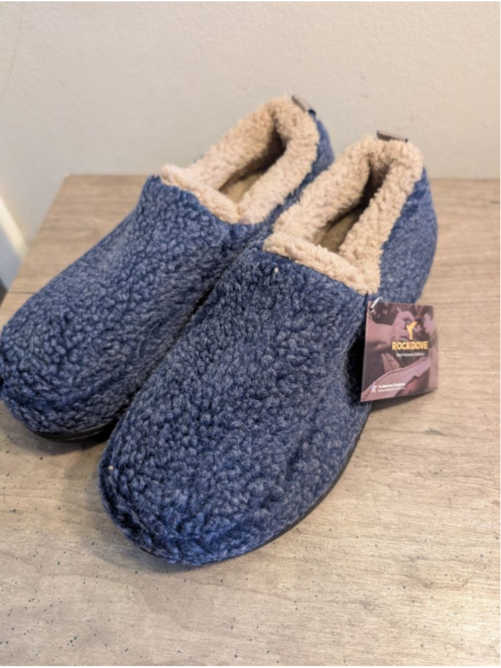 ROCKDOVE Blue & Beige Slippers US 8, Mens